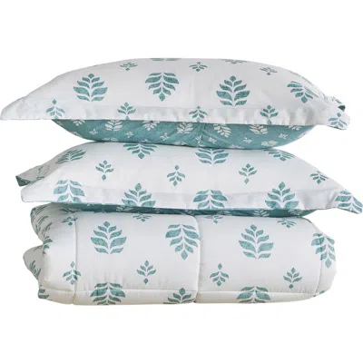 Woven & Weft Reversible Microfiber Comforter Set In White Sage Floral Print
