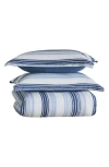 Woven & Weft Reversible Print Comforter Set In Blue Gradient Stripe Print