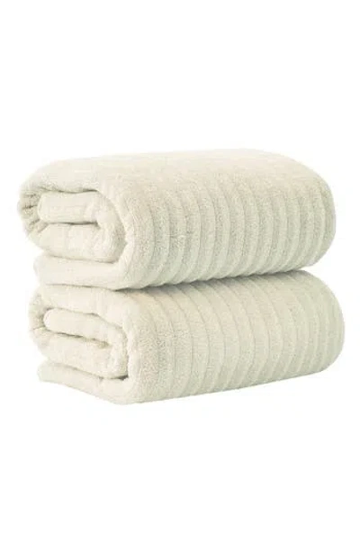 Woven & Weft Rib 2-pack Bath Towel Set In Sand