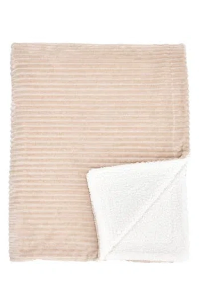 Woven & Weft Ribbed Faux Shearling Reversible Blanket In Cappuccino