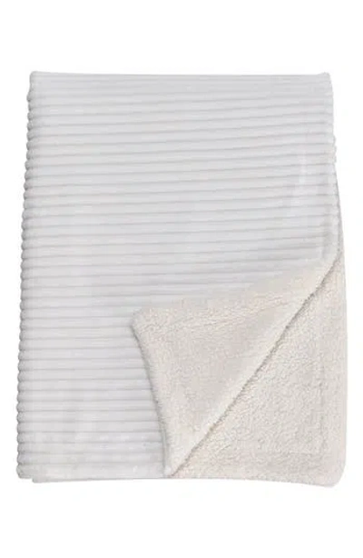 Woven & Weft Ribbed Faux Shearling Reversible Blanket In White