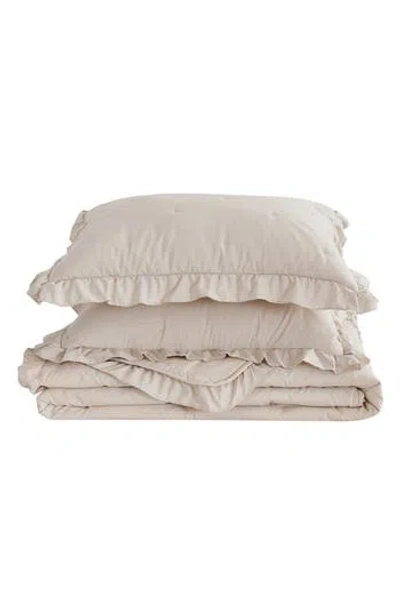 Woven & Weft Ruffle Quilt Set In Brown