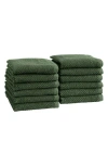 Woven & Weft Set Of 12 Textured Washcloths In Forest Green