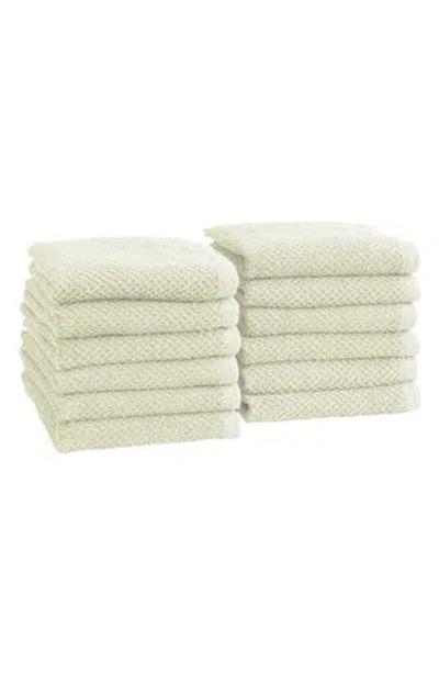 Woven & Weft Set Of 12 Textured Washcloths In Ivory