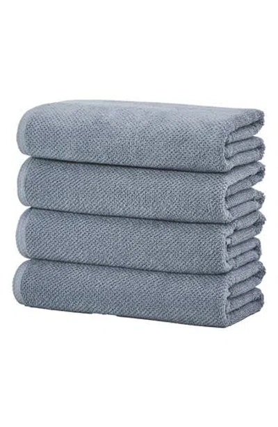 Woven & Weft Set Of 4 Textured Bath Towels In Chambray Blue