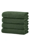 Woven & Weft Set Of 4 Textured Bath Towels In Forest Green