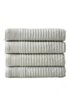 Woven & Weft Set Of 4 Textured Bath Towels In Light Grey