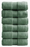 Woven & Weft Set Of 6 Cotton Hand Towels In Eucalyptus