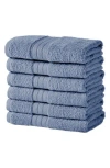 Woven & Weft Set Of 6 Hand Towels In Chambray Blue