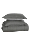 Woven & Weft Solid Comforter Set In Dark Grey Solid