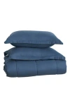 Woven & Weft Solid Comforter Set In Navy Solid