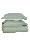 Woven & Weft Solid Comforter Set In Sage Solid/sand Solid