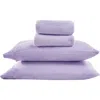Woven & Weft Solid Plush Velour Sheet Set In Purple