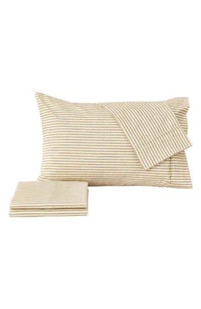Woven & Weft Stripe Microfiber Sheet Set In Brown