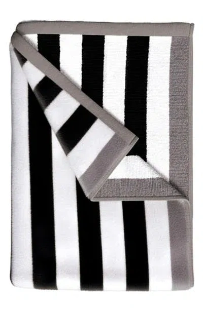 Woven & Weft Stripe Oversize Beach Towel In Black/grey