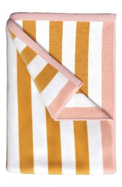 Woven & Weft Stripe Oversize Beach Towel In Marigold/dusty Rose