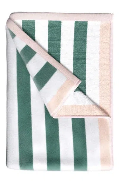 Woven & Weft Stripe Oversize Beach Towel In Mineral Blue / Blush
