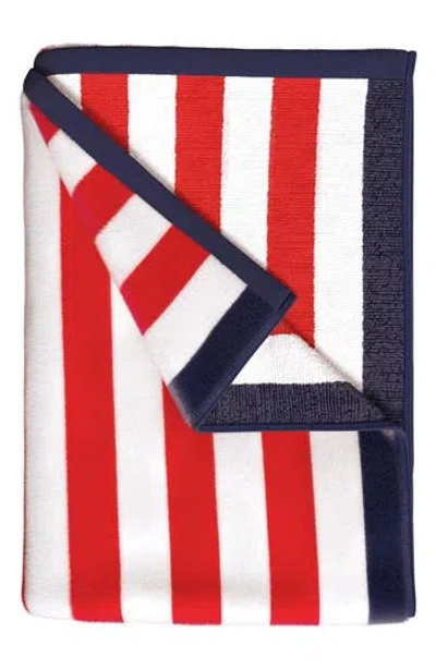 Woven & Weft Stripe Oversize Beach Towel In Red/navy