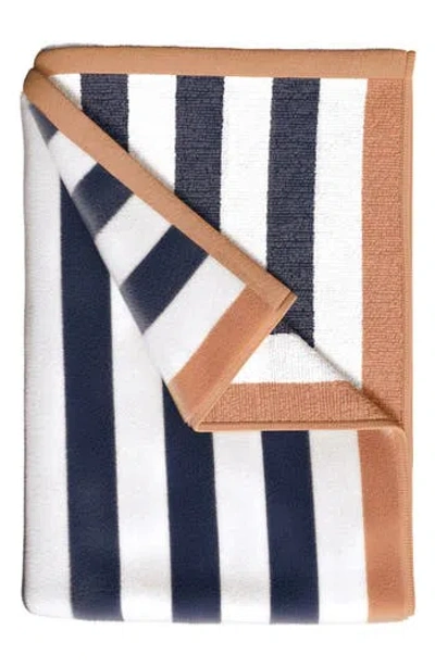 Woven & Weft Stripe Oversize Beach Towel In Stone Blue/clay