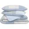 Woven & Weft Stripe Patchwork Quilt Set In Blue Stripe Patchwork