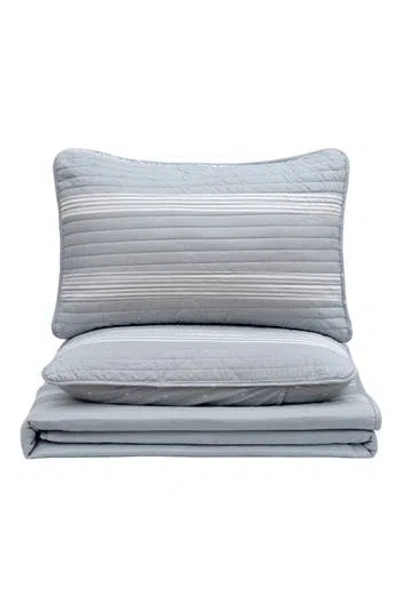 Woven & Weft Stripe Quilt & Sham Set In Grey