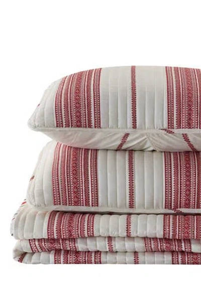Woven & Weft Stripe Quilt & Sham Set In Red