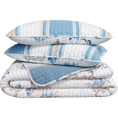 Woven & Weft Striped Reversible Coastal Quilt Set In Multi
