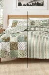 Woven & Weft Summer Lodge Reversible Quilt Set In Green Floral Grid/brown