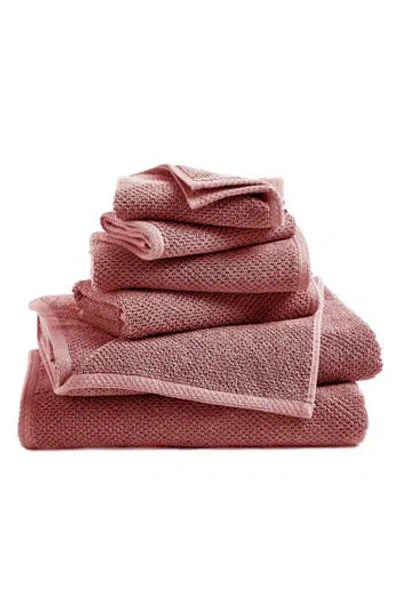 Woven & Weft Cotton 6-piece Textured Towel Set In Dusty Rose