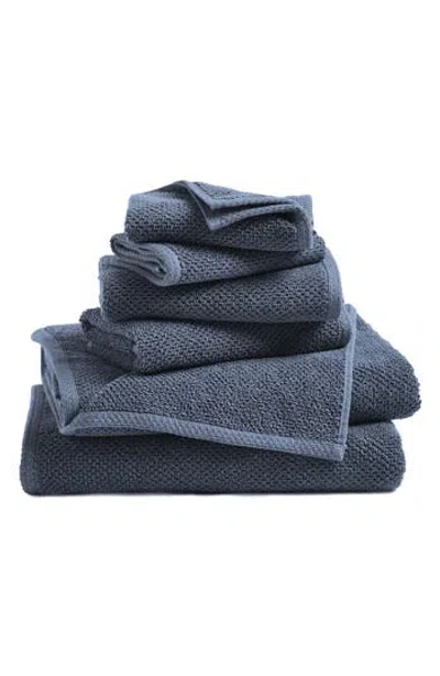 Woven & Weft Cotton 6-piece Textured Towel Set In Stone Blue
