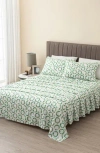 Woven & Weft Turkish Cotton Flannel Christmas Sheet Set In Green