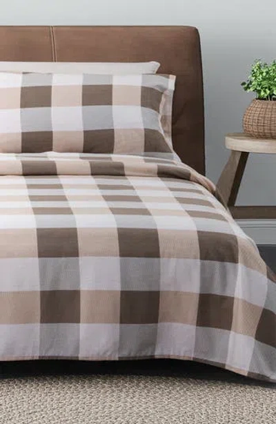 Woven & Weft Turkish Cotton Printed Flannel Sheet Set In Brown