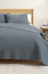 Woven & Weft Waffle Weave 3-piece Quilt Set In Blue
