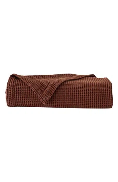 Woven & Weft Waffle Weave Cotton Throw Blanket In Cacao Brown