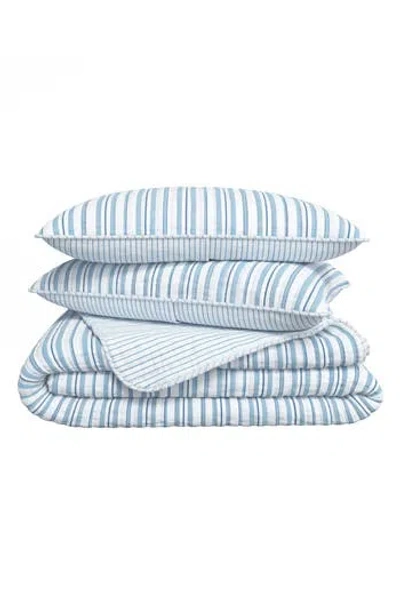 Woven & Weft Watercolor Striped Quilt Set In Blue Watercolor Stripe