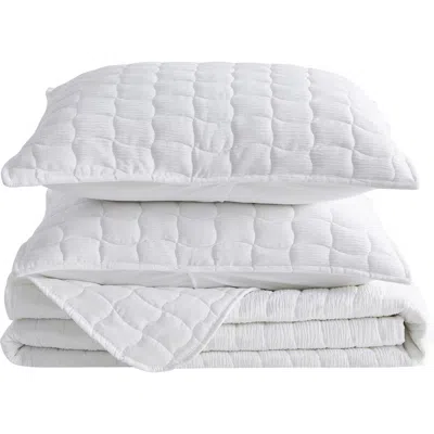 Woven & Weft Wave Stitched Quilt Set In White