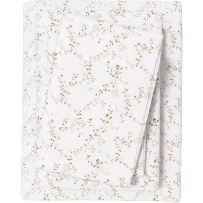 Woven & Weft Winter Floral 4-piece Flannel Bed Sheet Set In White