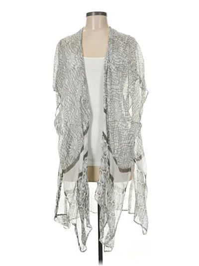 Pre-owned Woven Heart Cardigan Sweater In Silver