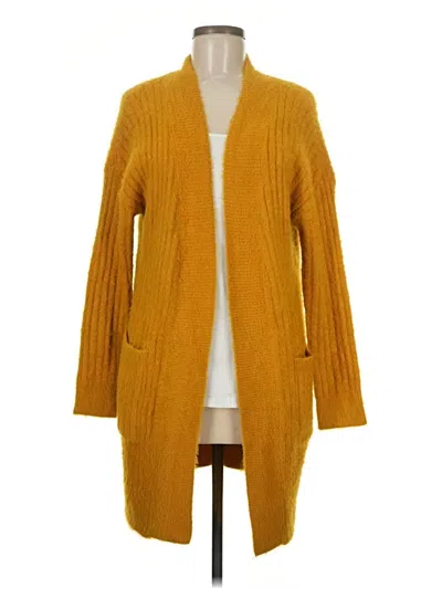 Pre-owned Woven Heart Cardigan Sweater In Yellow