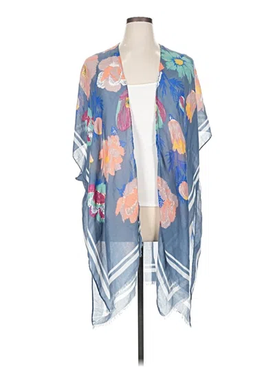 Pre-owned Woven Heart Kimono In Blue