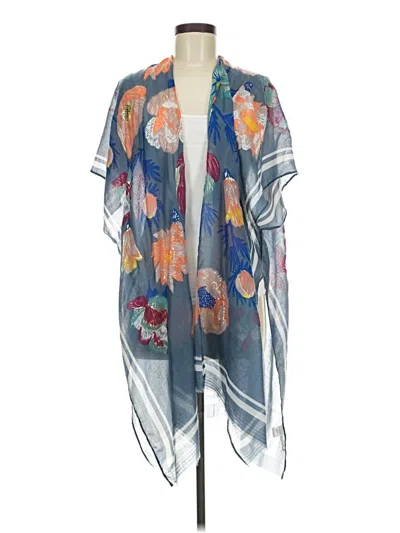 Pre-owned Woven Heart Kimono In Blue