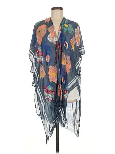 Pre-owned Woven Heart Kimono In Blue