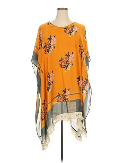 Pre-owned Woven Heart Kimono In Orange