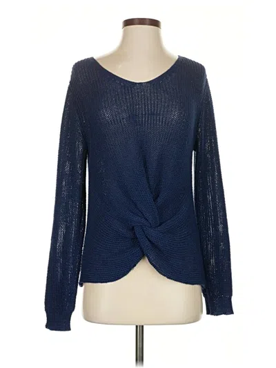 Pre-owned Woven Heart Pullover Sweater In Blue
