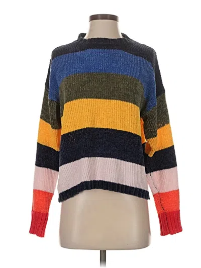 Pre-owned Woven Heart Pullover Sweater In Blue