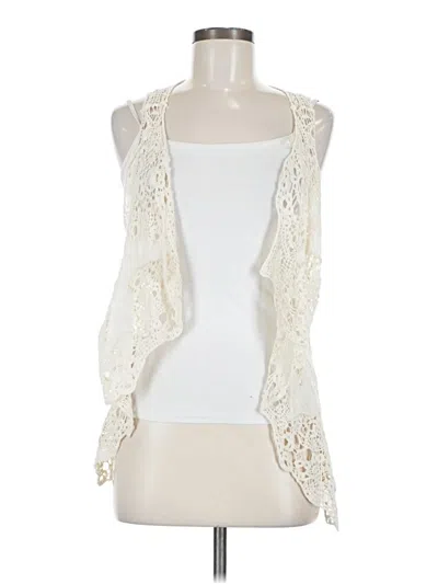 Pre-owned Woven Heart Tank Top Ivory Plunge Neckline Tops In White