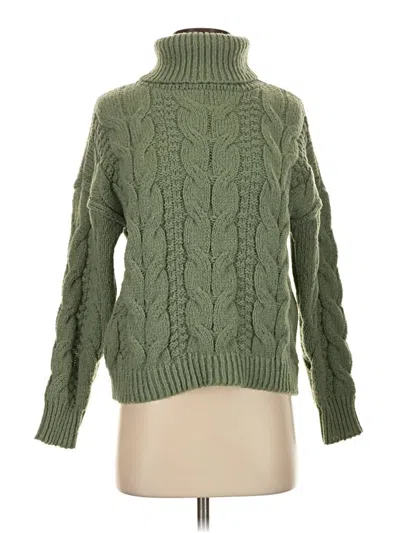 Pre-owned Woven Heart Turtleneck Sweater In Green