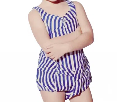 Wovenplay Kids' Lola Stripe Playsuit In Blue/white