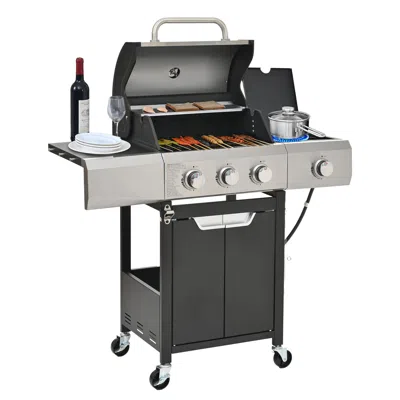 Wow Pioneer 3 Burner Propane Gas Grill With Side Burner For Outdoor Barbecue