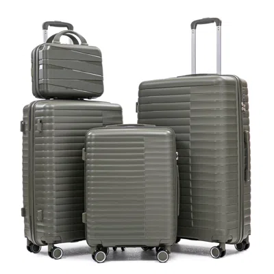 Wow Pioneer 4-piece Spinner Luggage Set With Cosmetic Case In Gray